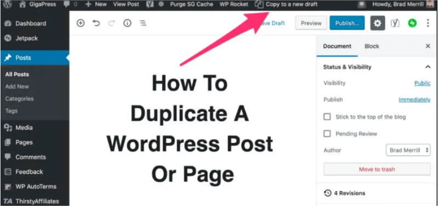 Duplicate Page in WordPress