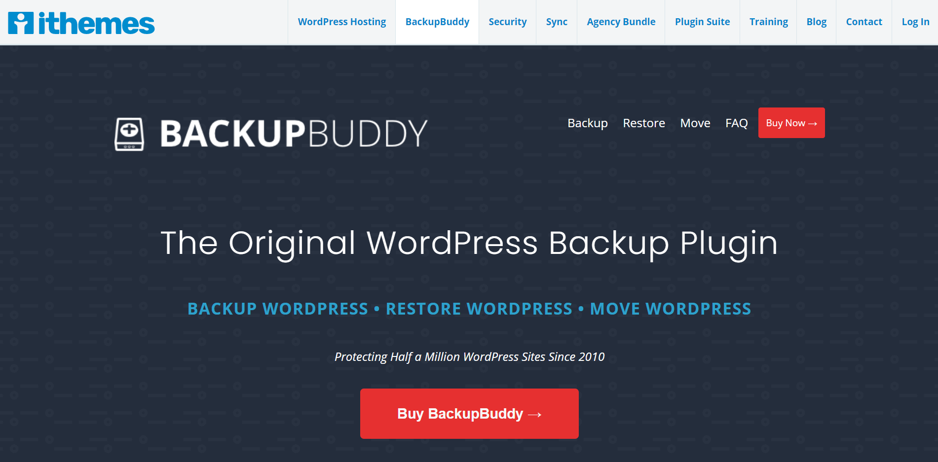 The BackupBuddy homepage.