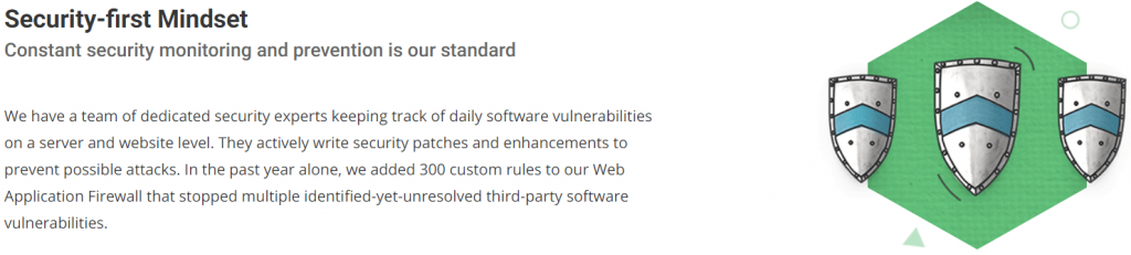 An overview of SiteGround security features. 