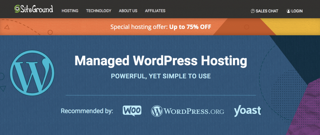 SiteGround WordPress Hosting web page