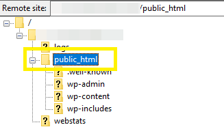 Filezilla public html folder
