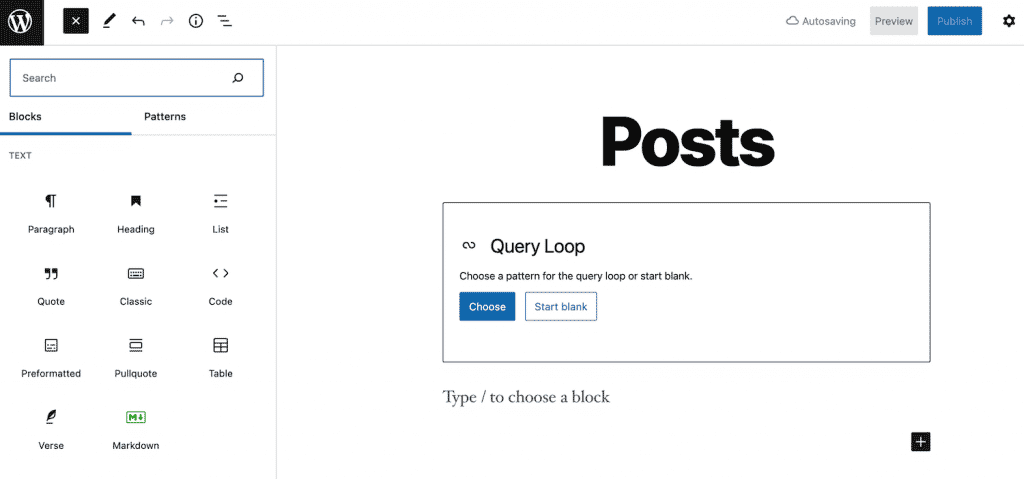 Query loop block. 