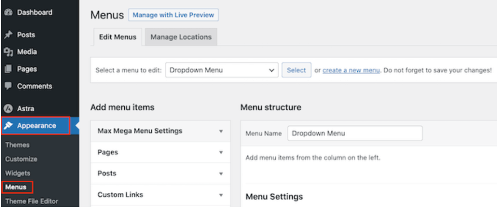 Add Mega Menu WordPress