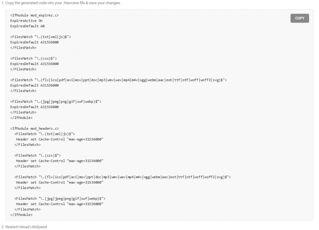 The code for browser caching in WordPress using Hummingbird